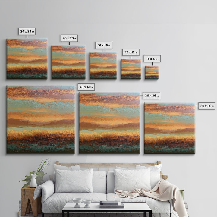 Abstract Heatwave Horizon Framed Canvas Print, Desert Art, Contemporary Art, Southwestern Decor, Fine Art, Desert, Original Art, DES-1x1-61