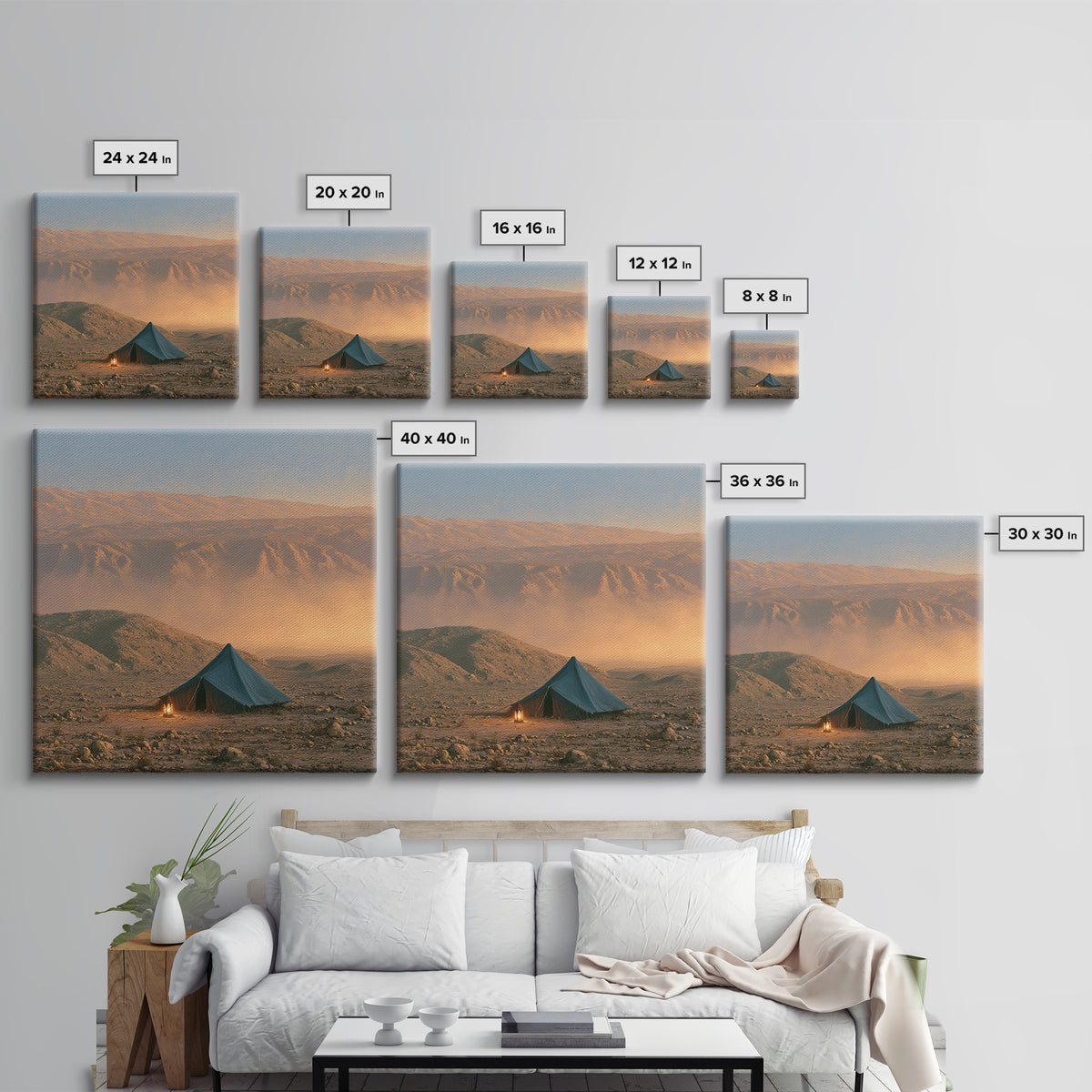 Moroccan Desert Tent Framed Canvas Print, Desert Art, Textured Painting, Southwestern Decor, Oil Painting, Desert, DES-1x1-83