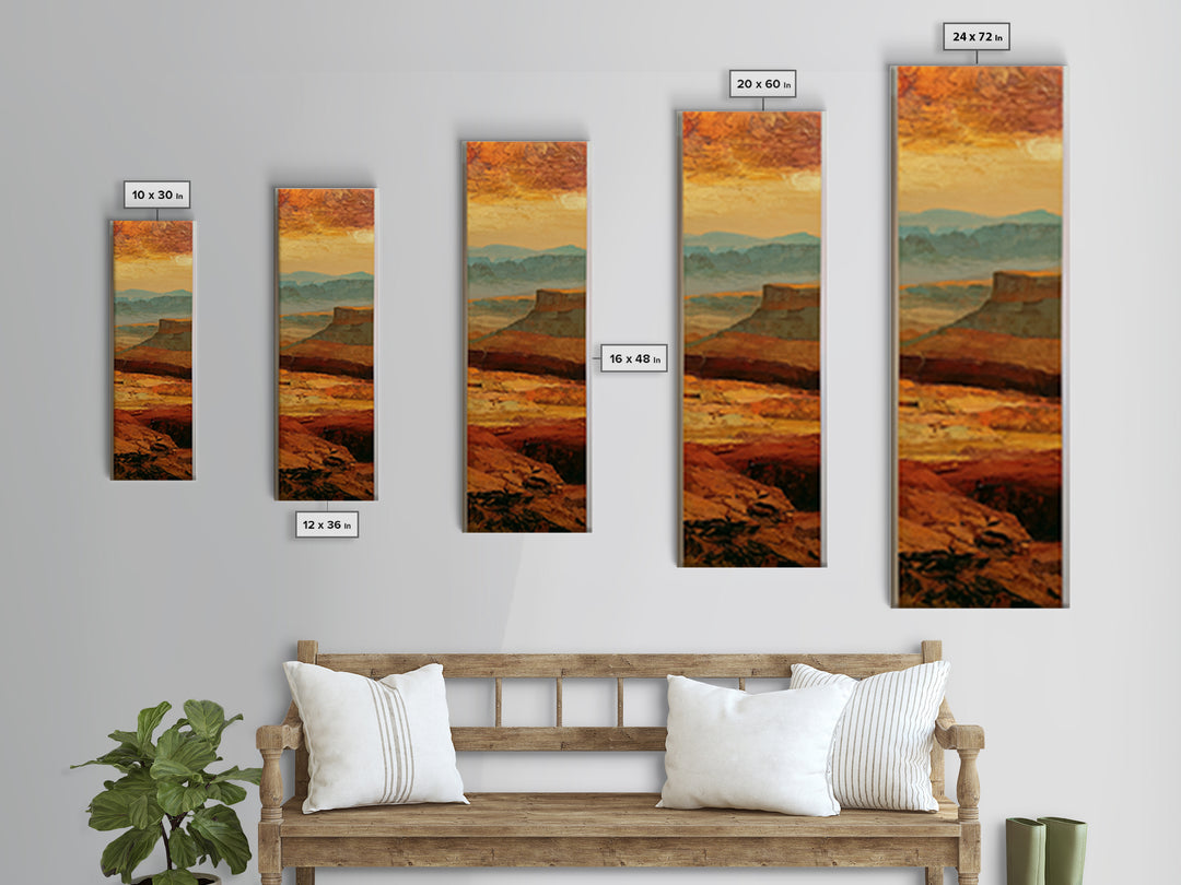 Abstract Mesa Landscape Framed Canvas Print, Desert Art, Western Wall Art, Southwestern Decor, Desert, Statement Artwork, DES-1x3-15