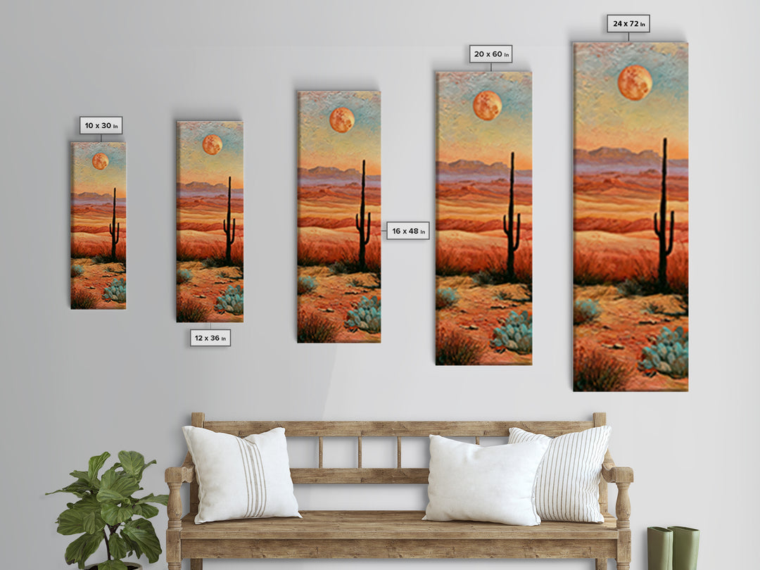 Desert Moon over Rolling Sand Canvas Print, Desert Art, Neutral Decor, Southwestern Decor, Oil Painting, Desert, Wall Decor, DES-1x3-22