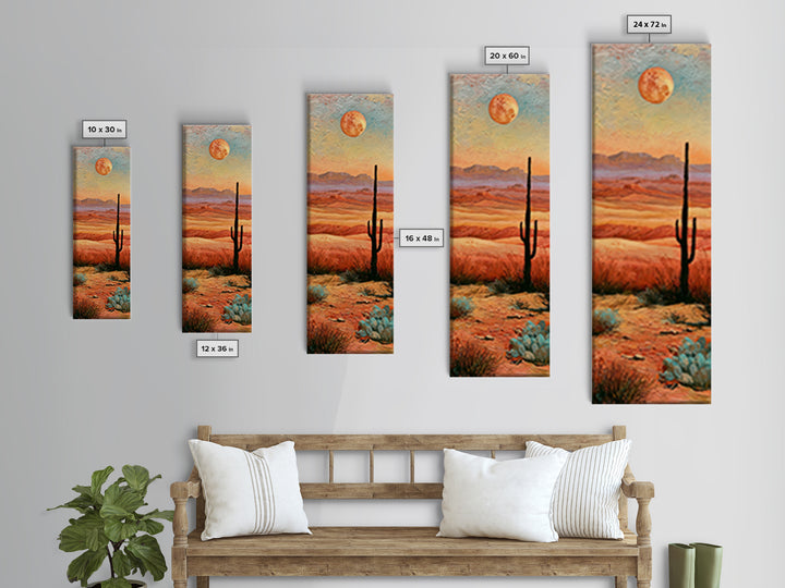 Desert Moon over Rolling Sand Canvas Print, Desert Art, Neutral Decor, Southwestern Decor, Oil Painting, Desert, Wall Decor, DES-1x3-22