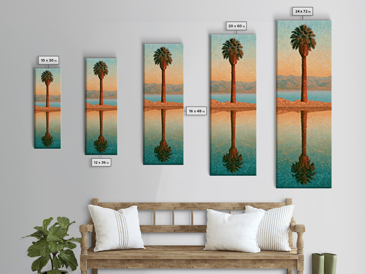 Palm Oasis Reflected Framed Canvas Print, Desert Art, Boho Decor, Southwestern Decor, Fine Art, Desert, Neutral Decor, DES-1x3-3