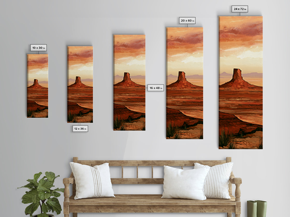 Abstract Mesa Landscape Canvas Print, Desert Art, Digital Download Art, Southwestern Decor, Oil Painting, Desert, DES-1x3-39