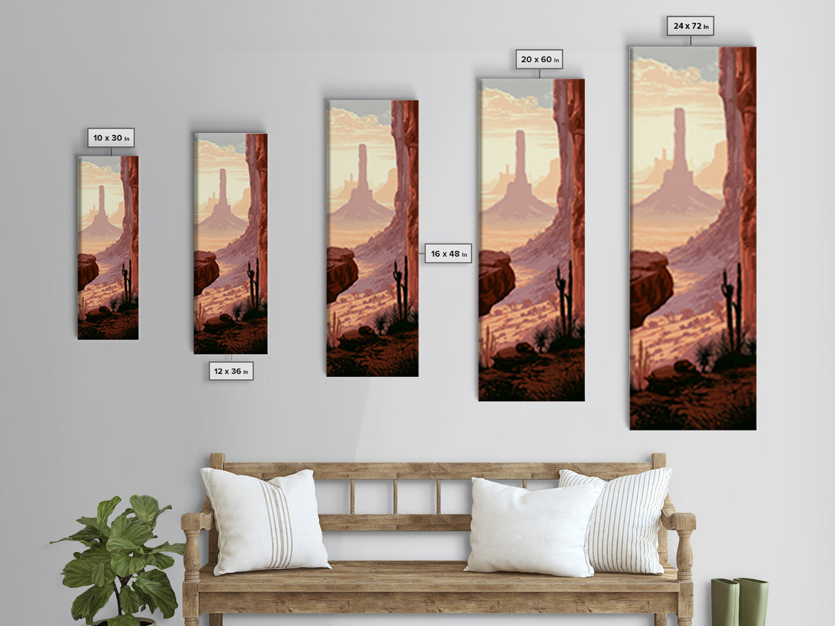 Monument Valley Silhouette Framed Canvas Print, Desert Art, Original Painting, Southwestern Decor, Desert, Bedroom Wall Art, DES-1x3-45