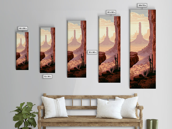 Monument Valley Silhouette Framed Canvas Print, Desert Art, Original Painting, Southwestern Decor, Desert, Bedroom Wall Art, DES-1x3-45