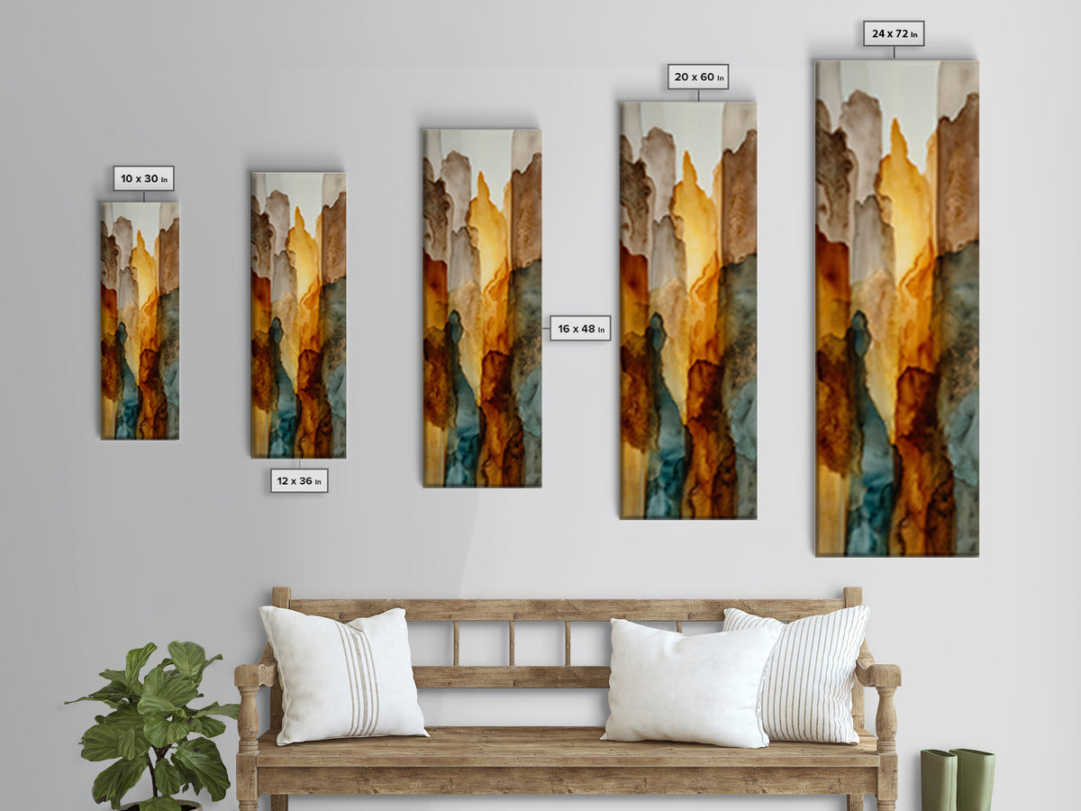 Saguaro Cactus under Orange Sunset Sky Framed Canvas Print, Desert Art, Original Art, Southwestern Decor, Fine Art, Desert, DES-1x3-61