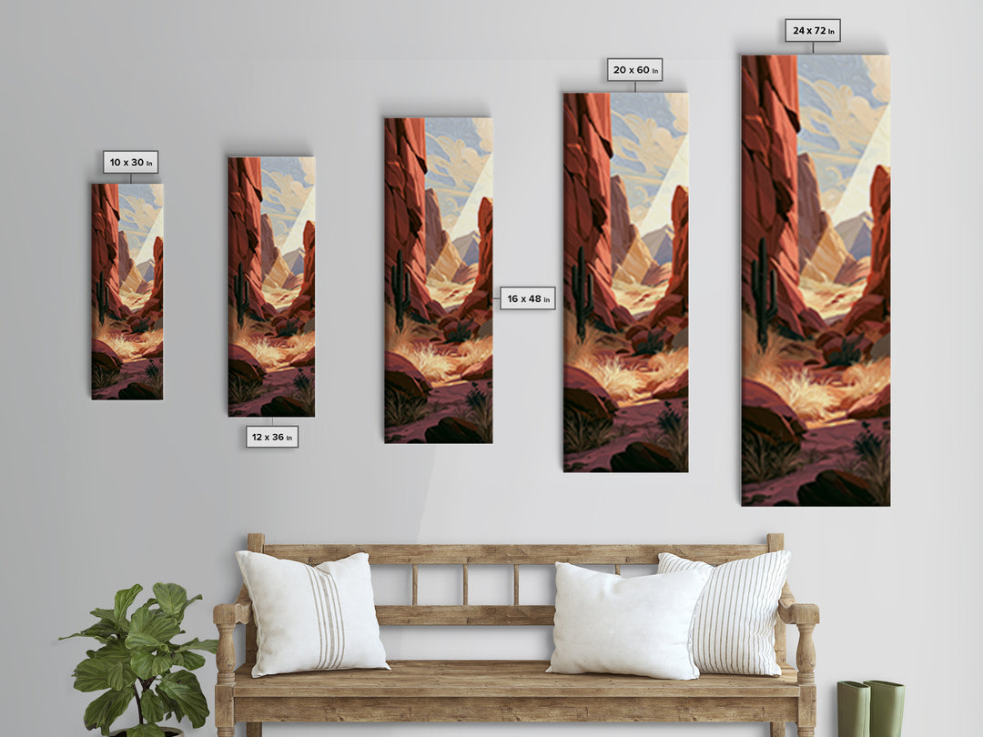 Sandstone Canyon with Dramatic Light Beam Framed Canvas Print, Desert Art, Nature Wall Art, Southwestern Decor, Desert, DES-1x3-76