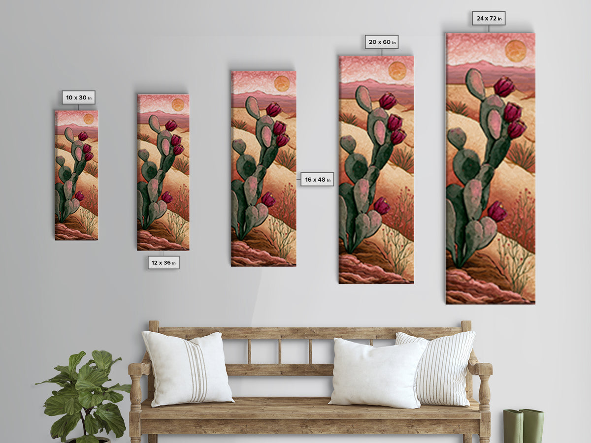 Prickly Pear Cactus Framed Canvas Print, Desert Art, Art Print, Southwestern Decor, Oil Painting, Desert, Original Painting, DES-1x3-79