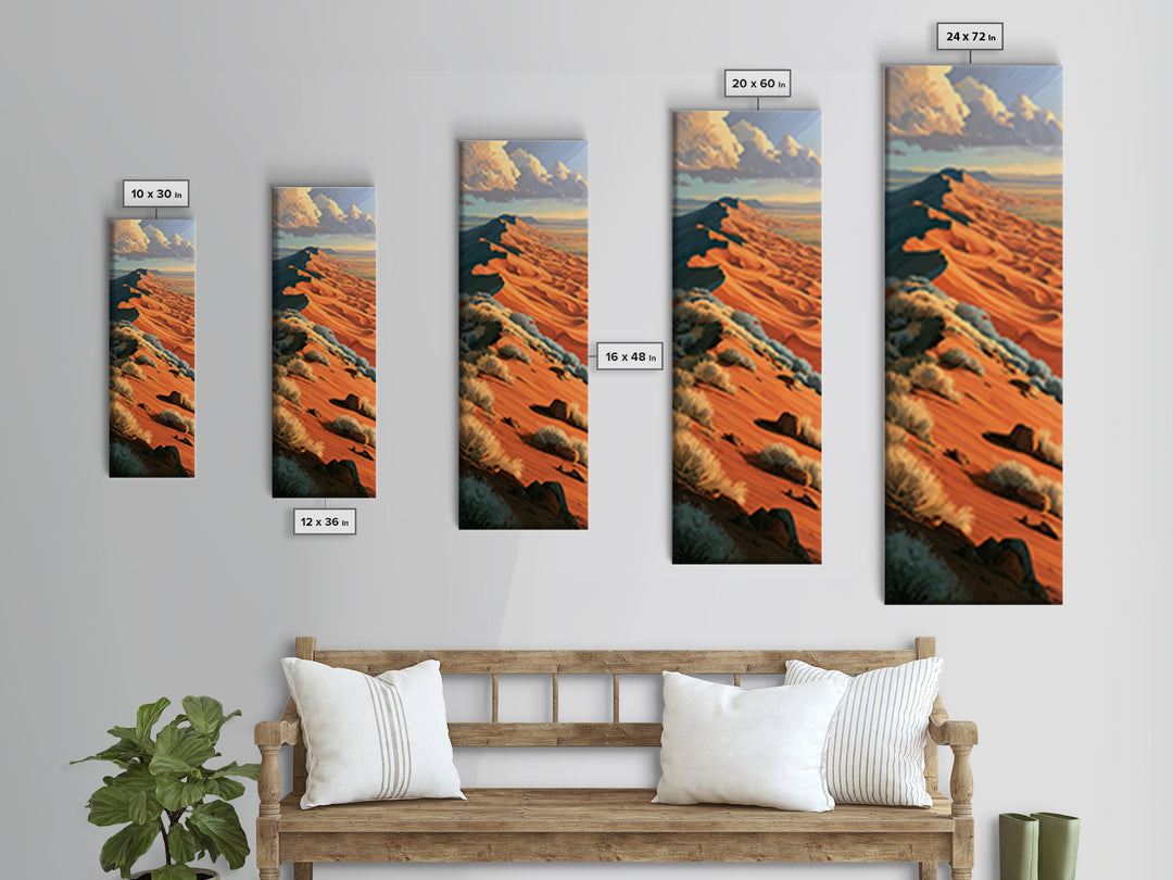 Wind Carved Dune Patterns from Above Framed Canvas Print, Desert Art, Gallery Decor, Southwestern Decor, Oil Painting, Desert, DES-1x3-80