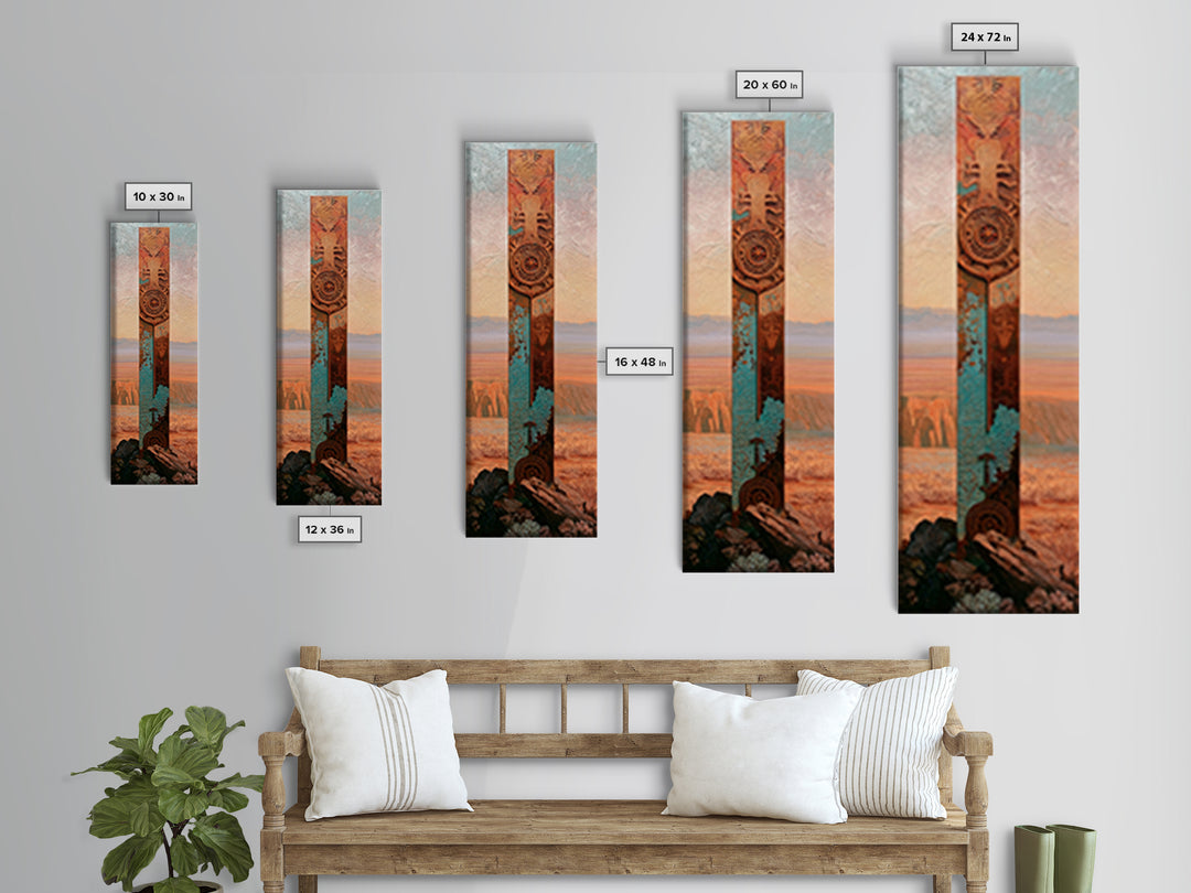Ancient Desert Petroglyph Design Canvas Print, Desert Art, Digital Download Art, Southwestern Decor, Watercolor Art, Desert, DES-1x3-81