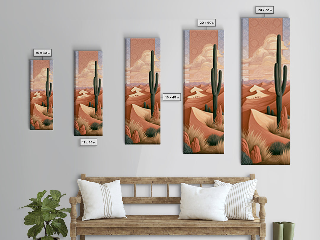 Saharan Dunes with Tiny Caravan Silhouettes Canvas Print, Desert Art, Print, Southwestern Decor, Desert, Watercolor Painting, DES-1x3-86