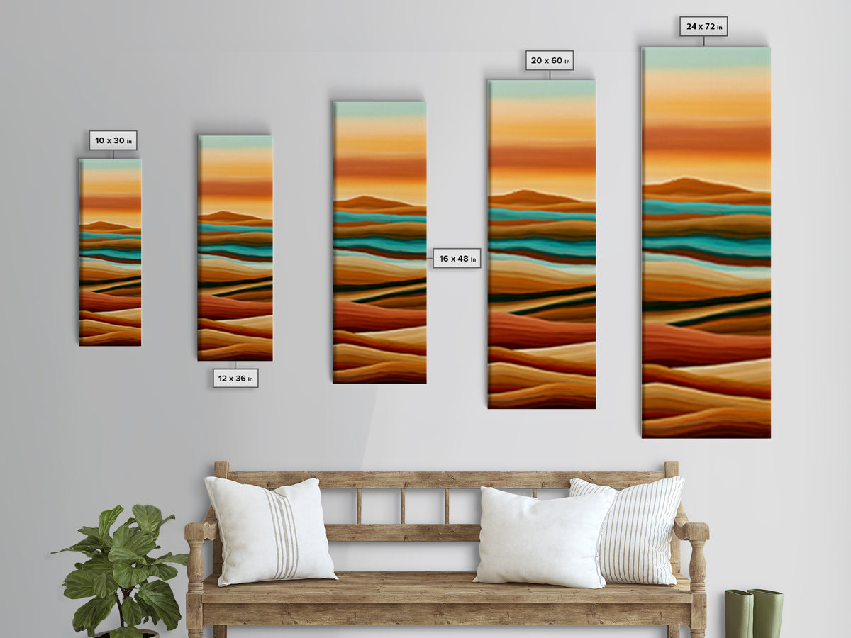 Camel Caravan Crossing Golden Dunes Framed Canvas Print, Desert Art, Digital Prints, Southwestern Decor, Fine Art, Desert, DES-1x3-91
