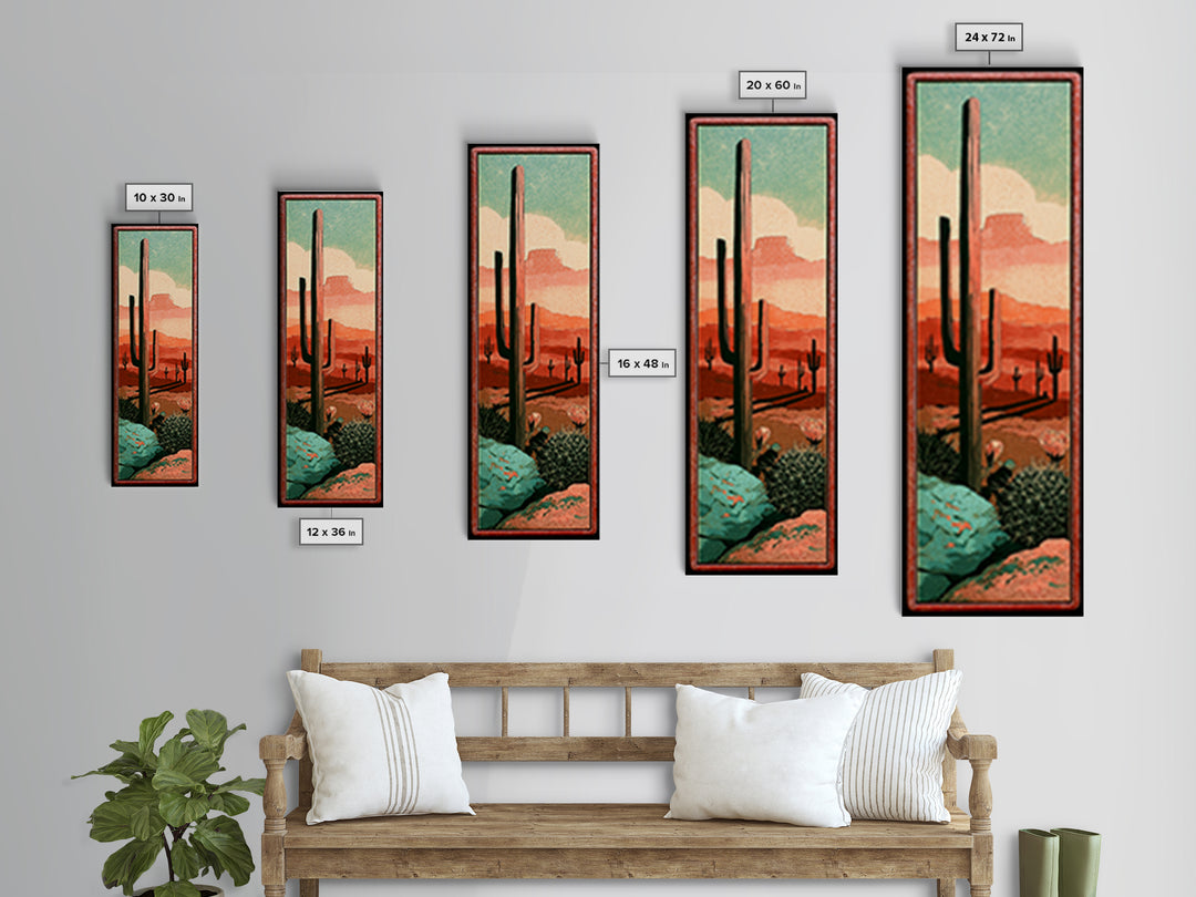Cactus Botanical Plate Framed Canvas Print, Desert Art, Fine Art Print, Southwestern Decor, Fine Art, Desert, Digital Prints, DES-1x3-92