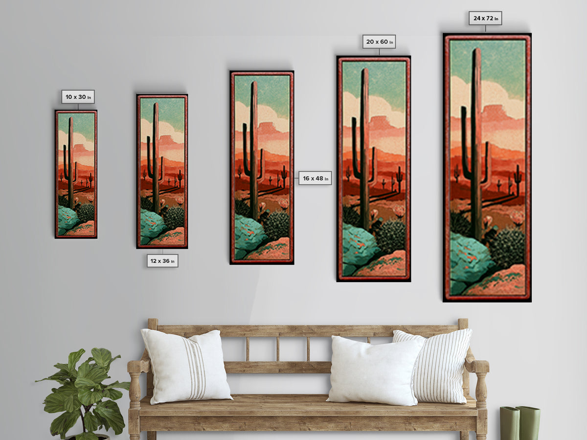Cactus Botanical Plate Framed Canvas Print, Desert Art, Fine Art Print, Southwestern Decor, Fine Art, Desert, Digital Prints, DES-1x3-92