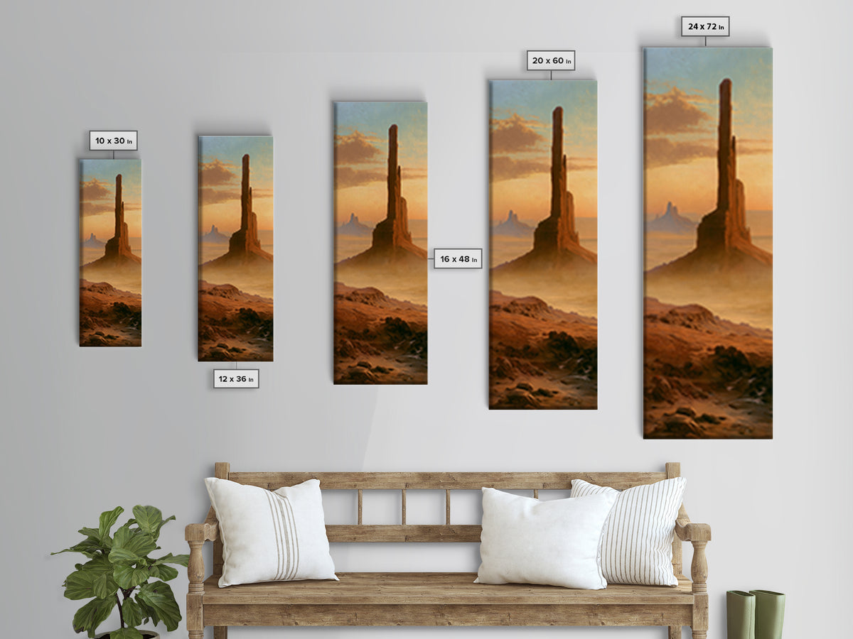 Monument Valley Silhouette Canvas Print, Desert Art, Printable Art, Southwestern Decor, Watercolor Art, Desert, DES-1x3-93