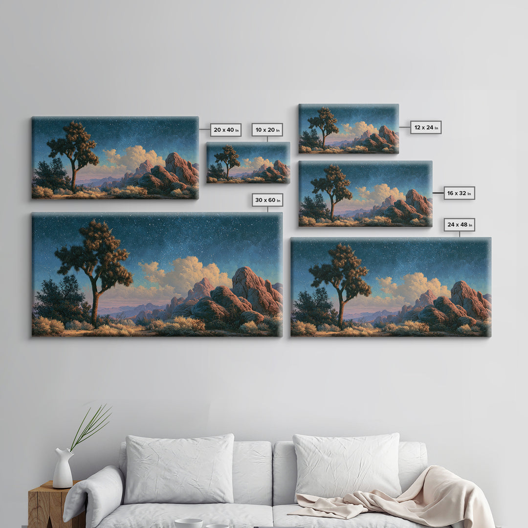 Joshua Tree under Star Filled Night Canvas Print, Desert Art, Wall Decor, Southwestern Decor, Desert, Living Room Decor, DES-2x1-2
