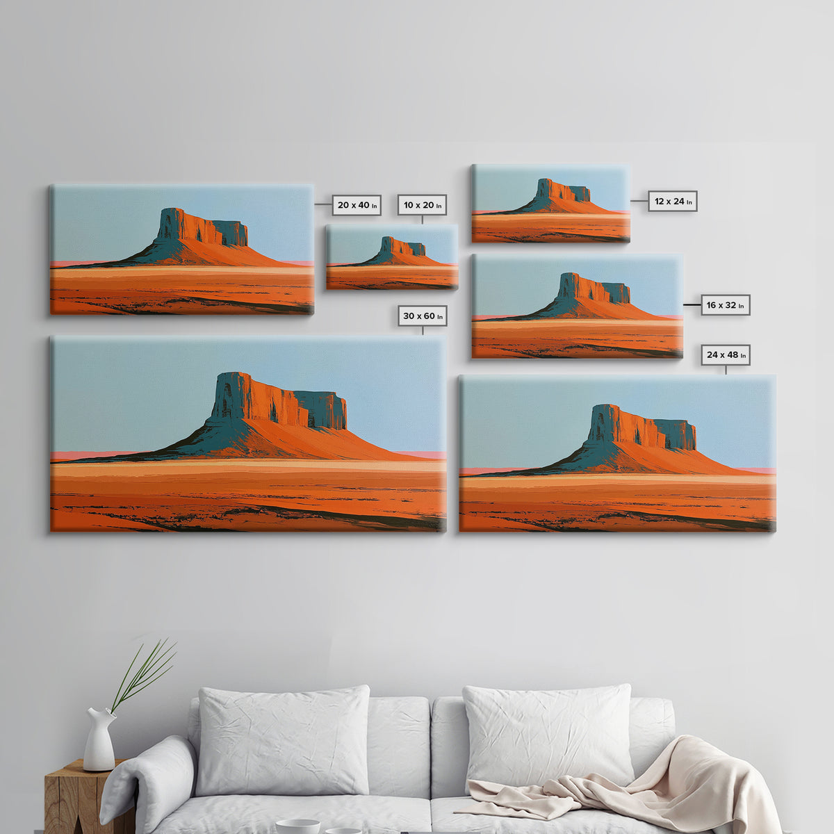 Abstract Mesa Landscape Canvas Print, Desert Art, Watercolor Painting, Southwestern Decor, Fine Art, Desert, Nature Wall Art, DES-2x1-47