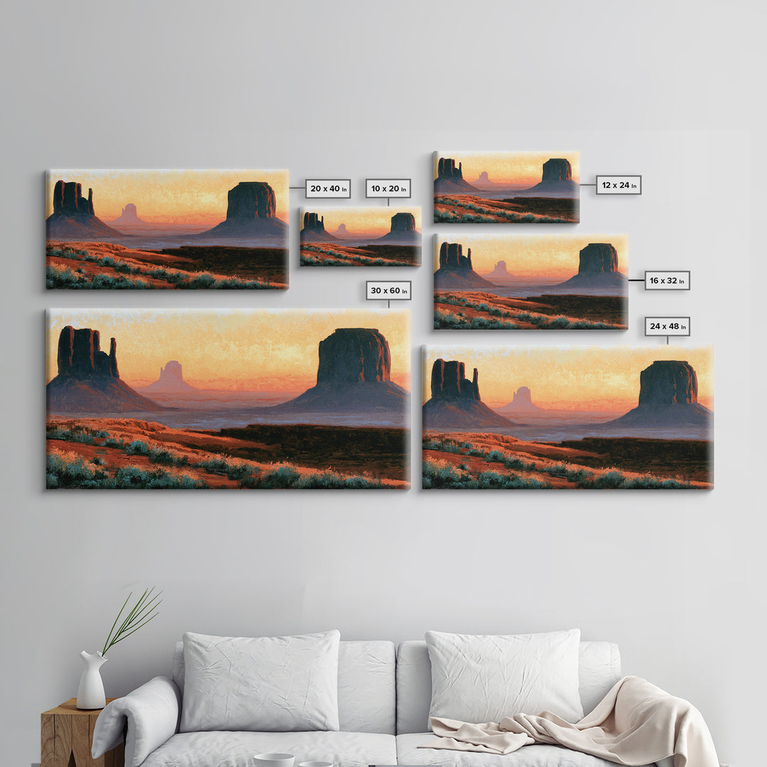 Monument Valley Silhouette Canvas Print, Desert Art, Bedroom Wall Art, Southwestern Decor, Fine Art, Desert, Fine Art Print, DES-2x1-53