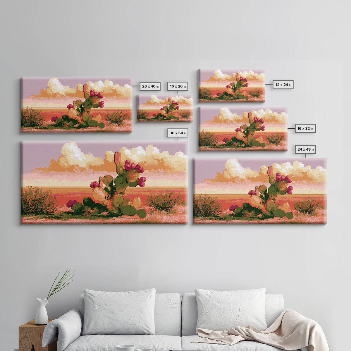 Prickly Pear Cactus Canvas Print, Desert Art, Bedroom Wall Art, Southwestern Decor, Fine Art, Desert, Fine Art Print, DES-2x1-63