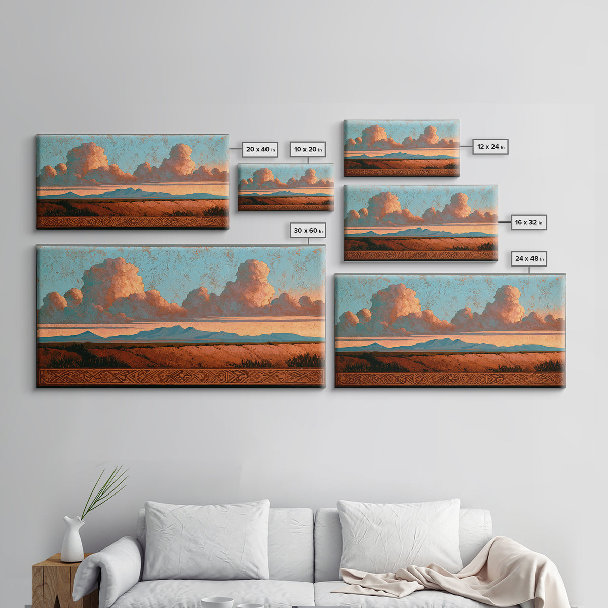 Ancient Desert Petroglyph Design Framed Canvas Print, Desert Art, Modern Wall Art, Southwestern Decor, Fine Art, Desert, DES-2x1-65