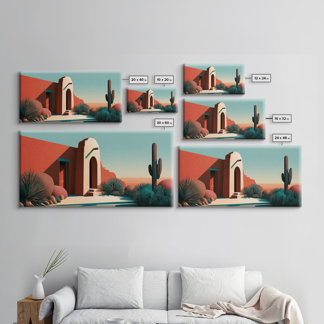 Adobe Doorway with Turquoise Shadow Canvas Print, Desert Art, Western Decor, Southwestern Decor, Fine Art, Desert, Modern Decor, DES-2x1-73