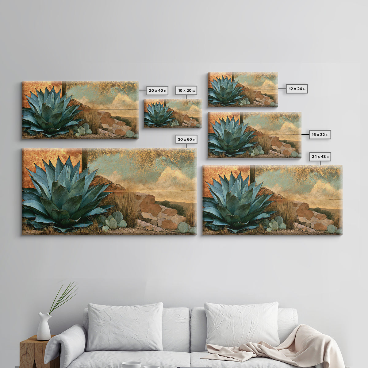 Agave Plant Closeup Framed Canvas Print, Desert Art, Abstract Wall Art, Southwestern Decor, Desert, Digital Download Art, DES-2x1-92