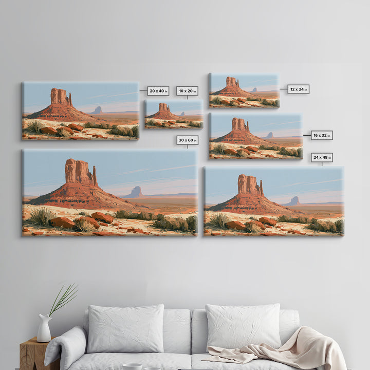 Abstract Mesa Landscape Framed Canvas Print, Desert Art, Statement Artwork, Southwestern Decor, Oil Painting, Desert, DES-2x1-95