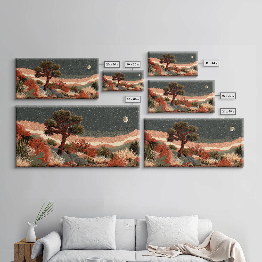 Joshua Tree under Star Filled Night Canvas Print, Desert Art, Printable Art, Southwestern Decor, Desert, Colorful Wall Art, DES-2x1-98