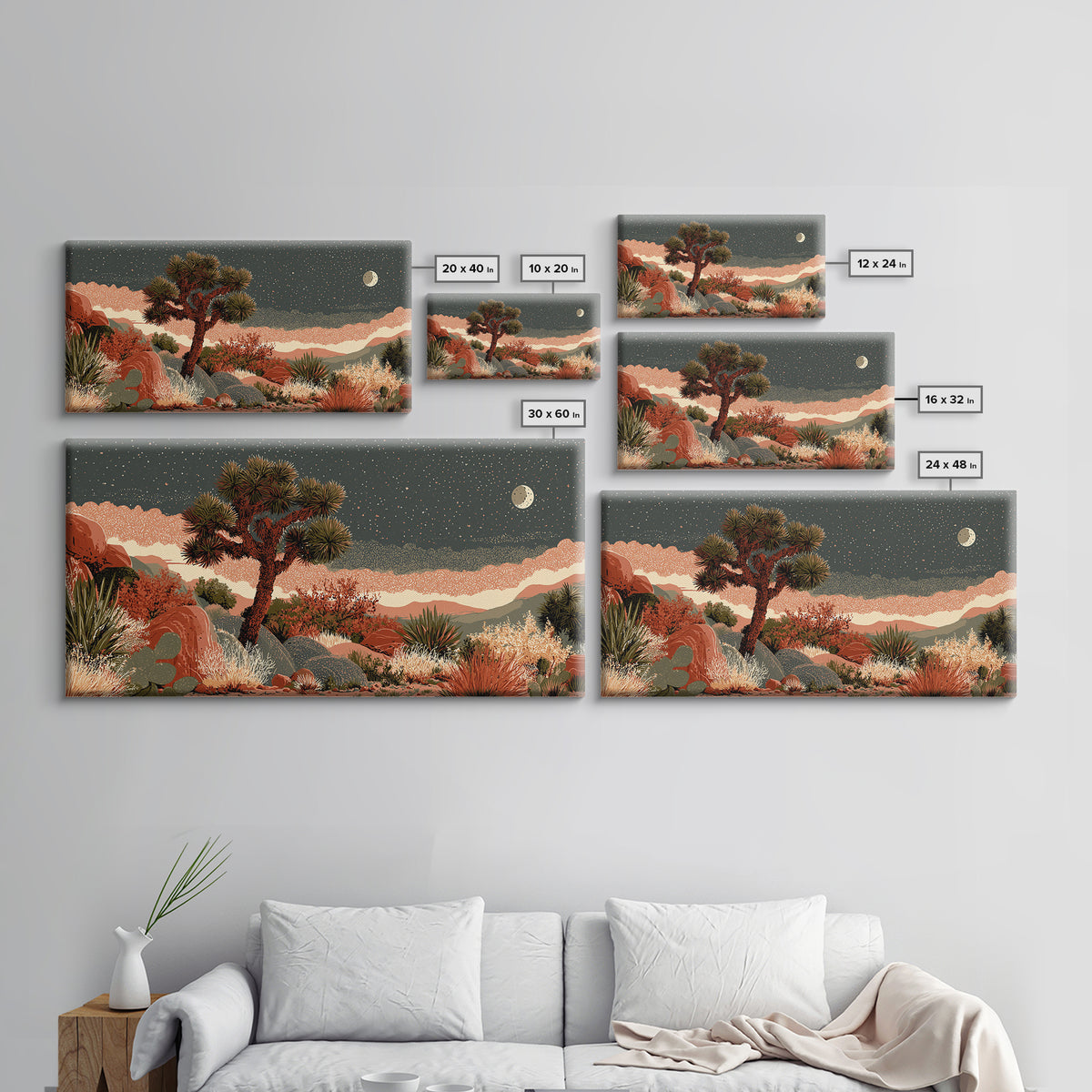 Joshua Tree under Star Filled Night Canvas Print, Desert Art, Printable Art, Southwestern Decor, Desert, Colorful Wall Art, DES-2x1-98