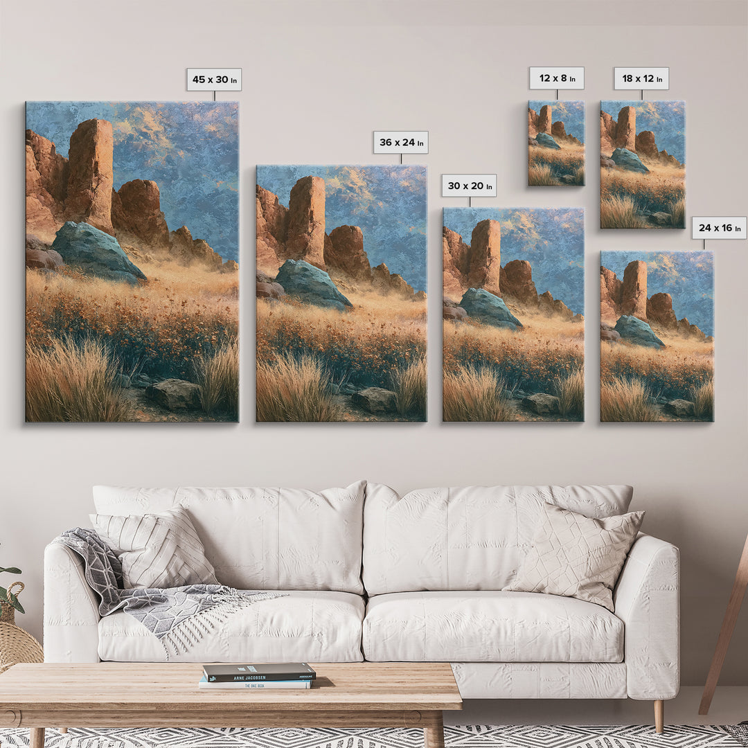 Desert Wildflowers After Spring Rain Framed Canvas Print, Desert Art, Abstract Wall Art, Southwestern Decor, Fine Art, Desert, DES-2x3-12