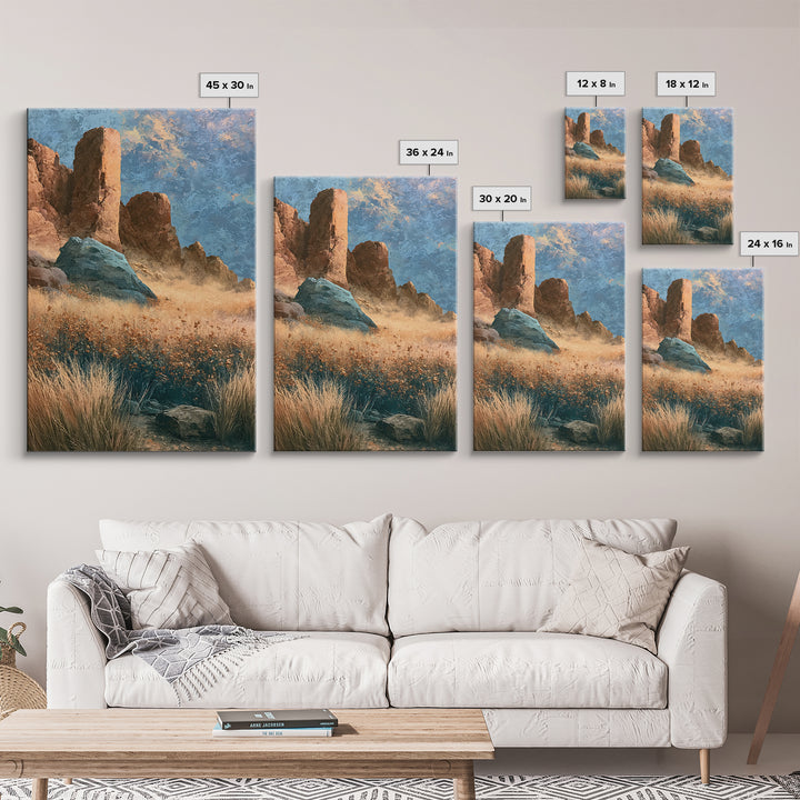 Desert Wildflowers After Spring Rain Framed Canvas Print, Desert Art, Abstract Wall Art, Southwestern Decor, Fine Art, Desert, DES-2x3-12