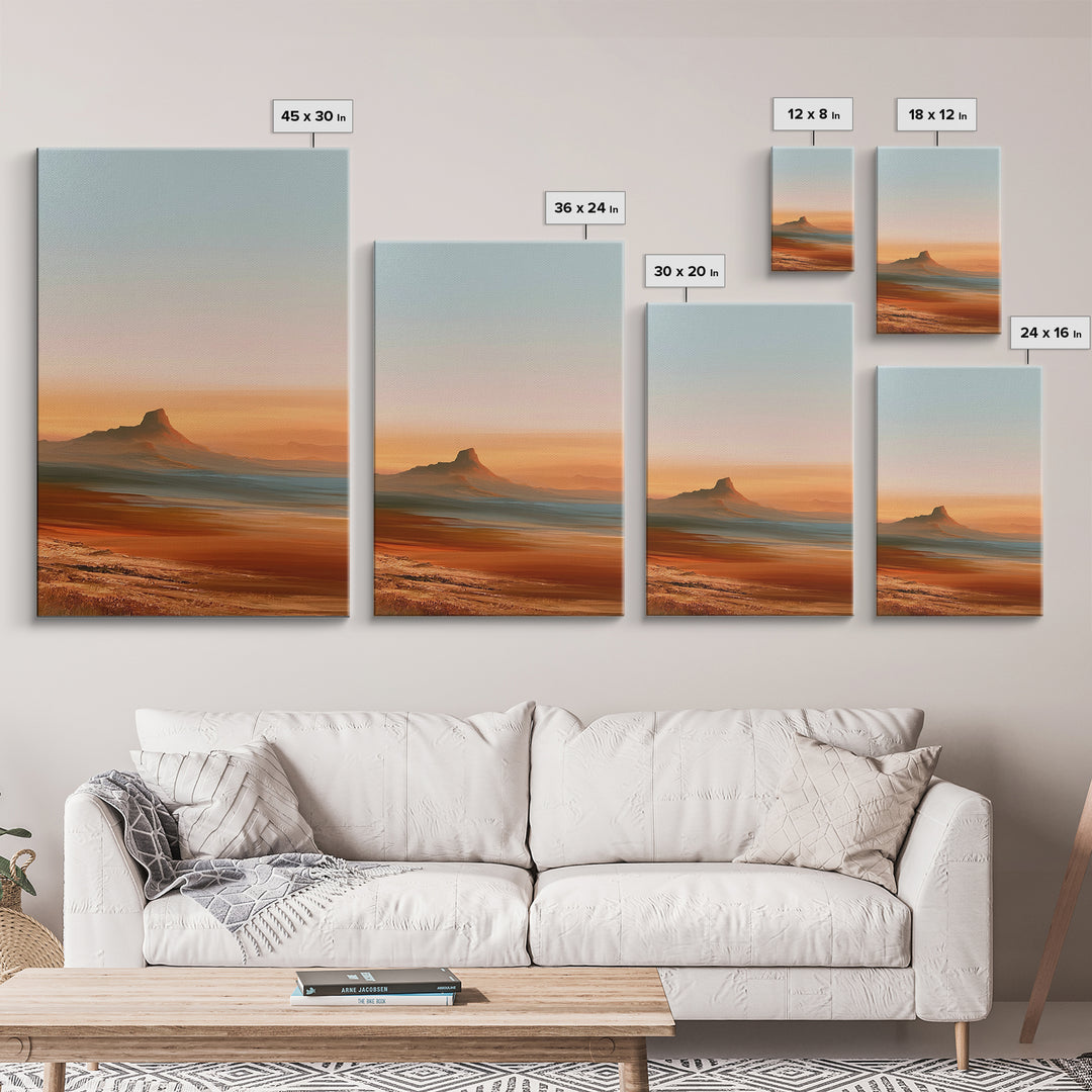 Abstract Heatwave Horizon Framed Canvas Print, Desert Art, Living Room Decor, Southwestern Decor, Desert, Botanical Art, DES-2x3-21