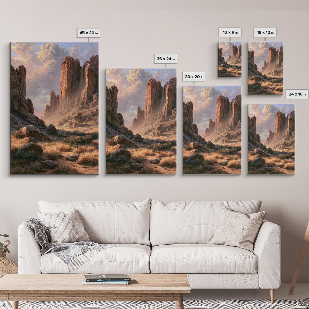 Sandstone Canyon with Dramatic Light Beam Framed Canvas Print, Desert Art, Contemporary Art, Southwestern Decor, Desert, DES-2x3-24