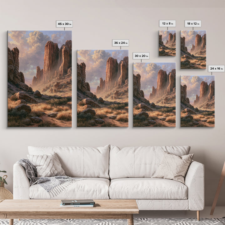 Sandstone Canyon with Dramatic Light Beam Framed Canvas Print, Desert Art, Contemporary Art, Southwestern Decor, Desert, DES-2x3-24