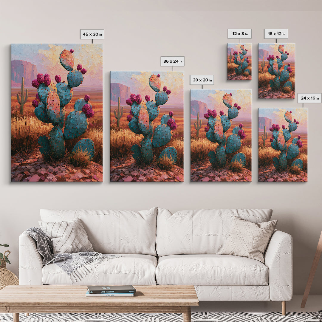 Prickly Pear Cactus Framed Canvas Print, Desert Art, Wall Art Prints, Southwestern Decor, Fine Art, Desert, Boho Decor, DES-2x3-3