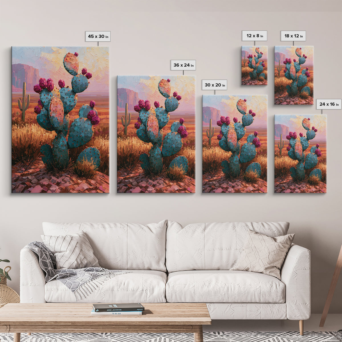 Prickly Pear Cactus Framed Canvas Print, Desert Art, Wall Art Prints, Southwestern Decor, Fine Art, Desert, Boho Decor, DES-2x3-3