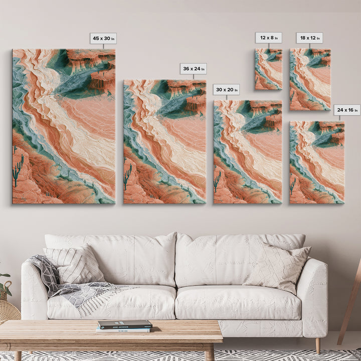 Wind Carved Dune Patterns from Above Framed Canvas Print, Desert Art, Original Painting, Southwestern Decor, Fine Art, Desert, DES-2x3-4