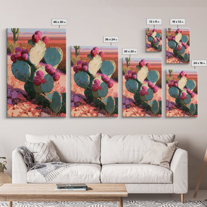 Prickly Pear Cactus Framed Canvas Print, Desert Art, Modern Wall Art, Southwestern Decor, Fine Art, Desert, Gallery Decor, DES-2x3-51