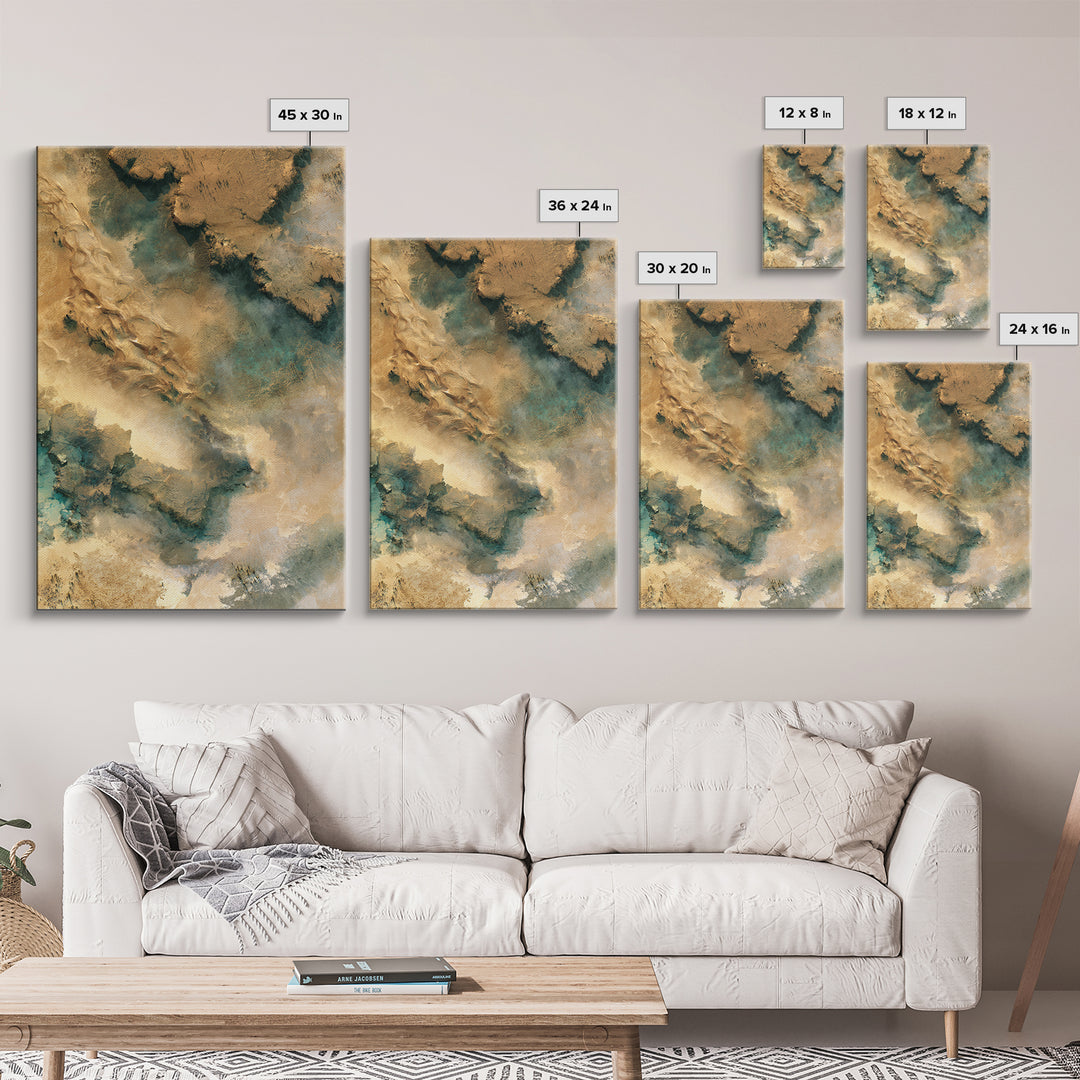 Wind Carved Dune Patterns from Above Framed Canvas Print, Desert Art, Original Art, Southwestern Decor, Fine Art, Desert, DES-2x3-52