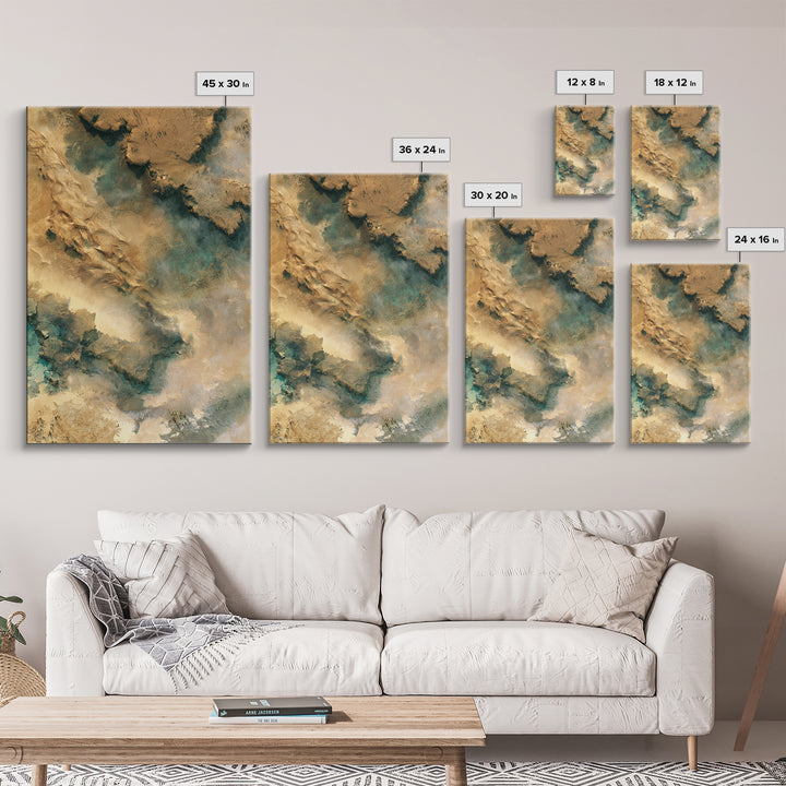 Wind Carved Dune Patterns from Above Framed Canvas Print, Desert Art, Original Art, Southwestern Decor, Fine Art, Desert, DES-2x3-52
