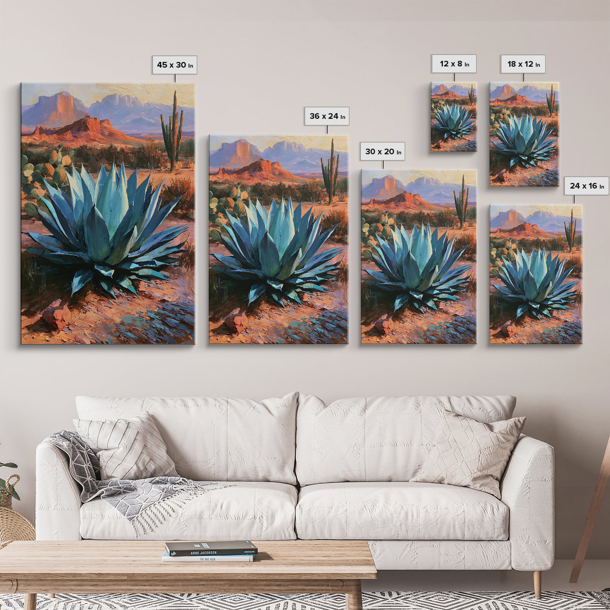 Agave Plant Closeup Framed Canvas Print, Desert Art, Wall Art Prints, Southwestern Decor, Fine Art, Desert, Boho Decor, DES-2x3-56