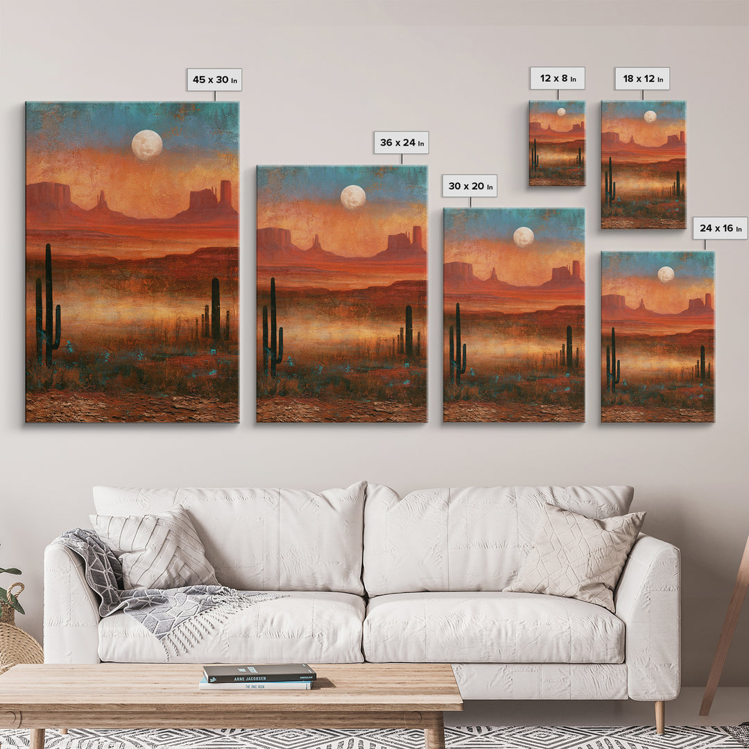 Desert Moon over Rolling Sand Canvas Print, Desert Art, Apartment Decor, Southwestern Decor, Fine Art, Desert, Landscape Art, DES-2x3-66