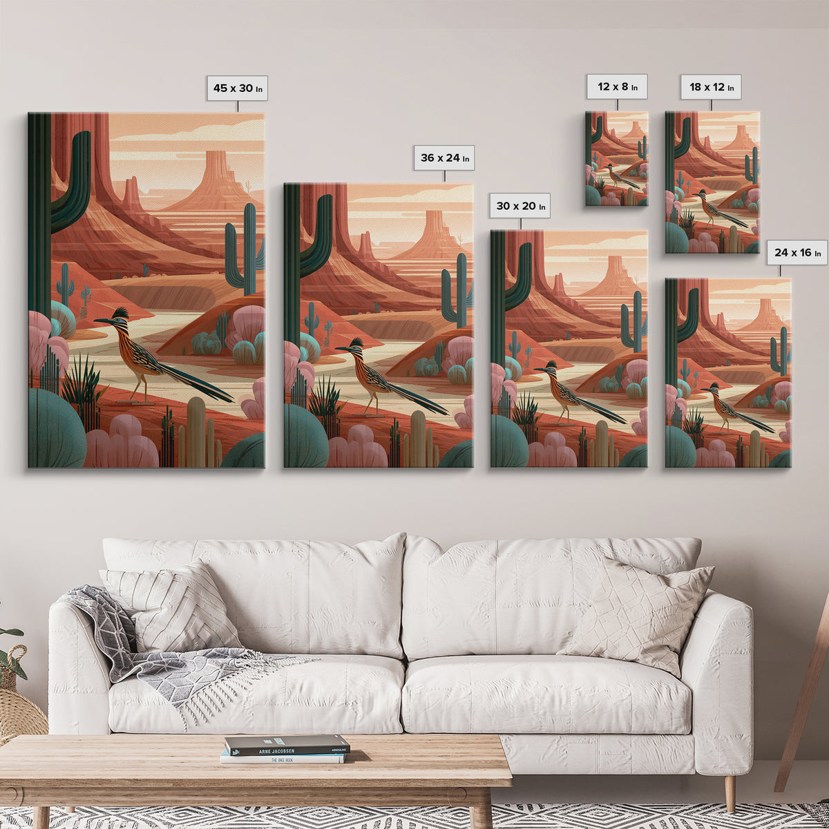 Roadrunner Bird in a Dry Wash Canvas Print, Desert Art, Printable Art, Southwestern Decor, Oil Painting, Desert, DES-2x3-70