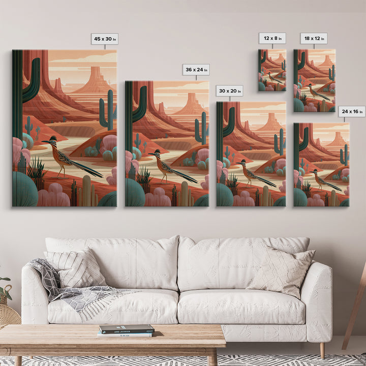 Roadrunner Bird in a Dry Wash Canvas Print, Desert Art, Printable Art, Southwestern Decor, Oil Painting, Desert, DES-2x3-70