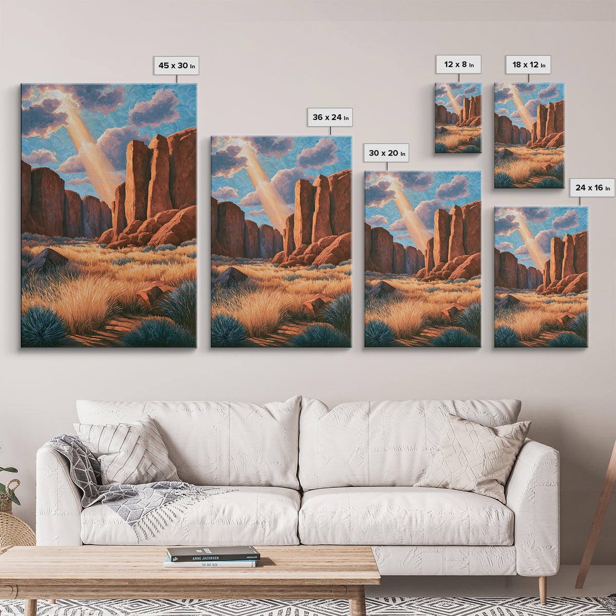 Sandstone Canyon with Dramatic Light Beam Canvas Print, Desert Art, Boho Wall Art, Southwestern Decor, Fine Art, Desert, DES-2x3-72