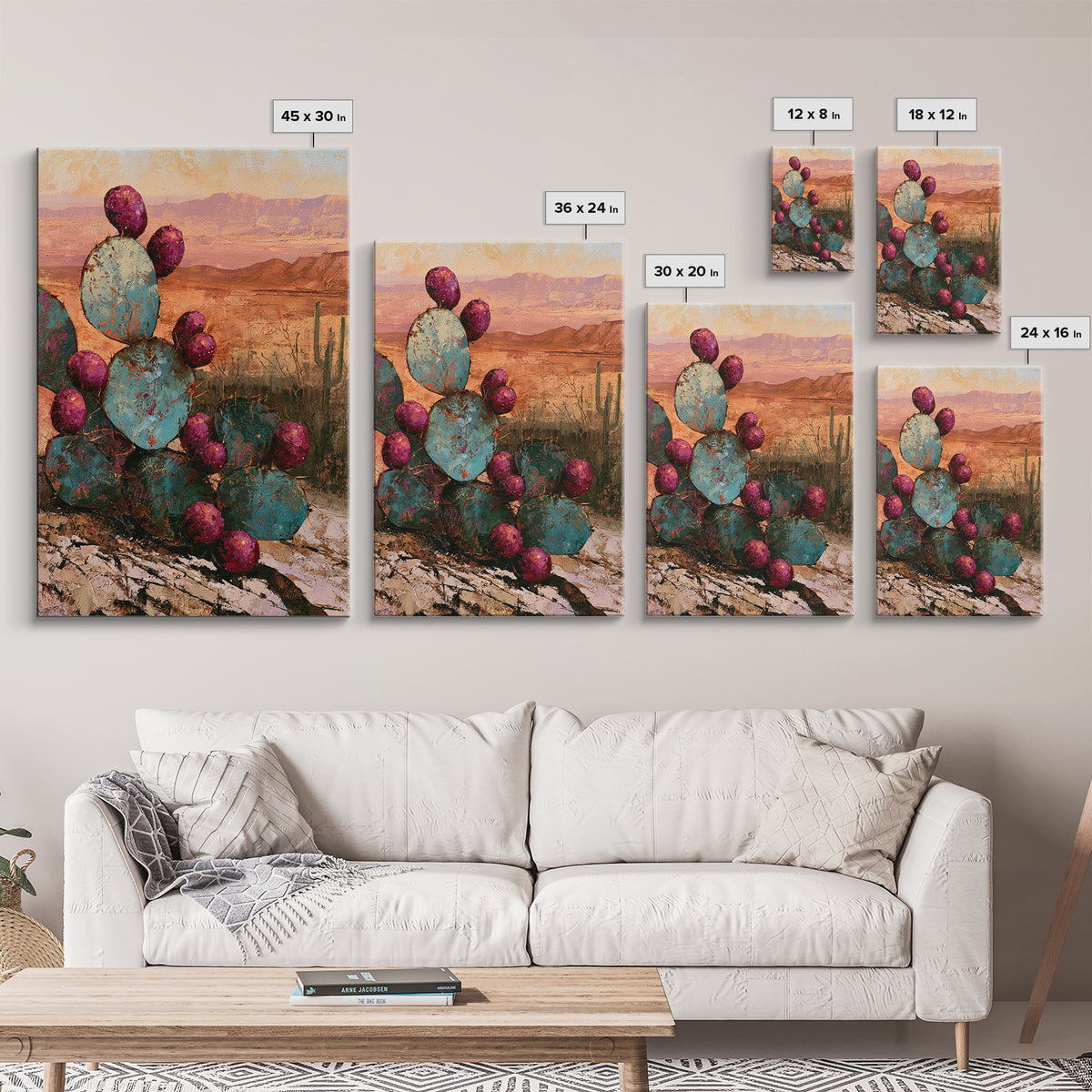 Prickly Pear Cactus Framed Canvas Print, Desert Art, Nature Wall Art, Southwestern Decor, Fine Art, Desert, Home Decor, DES-2x3-75