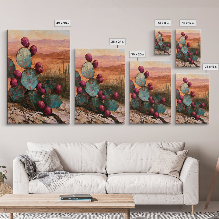 Prickly Pear Cactus Framed Canvas Print, Desert Art, Nature Wall Art, Southwestern Decor, Fine Art, Desert, Home Decor, DES-2x3-75