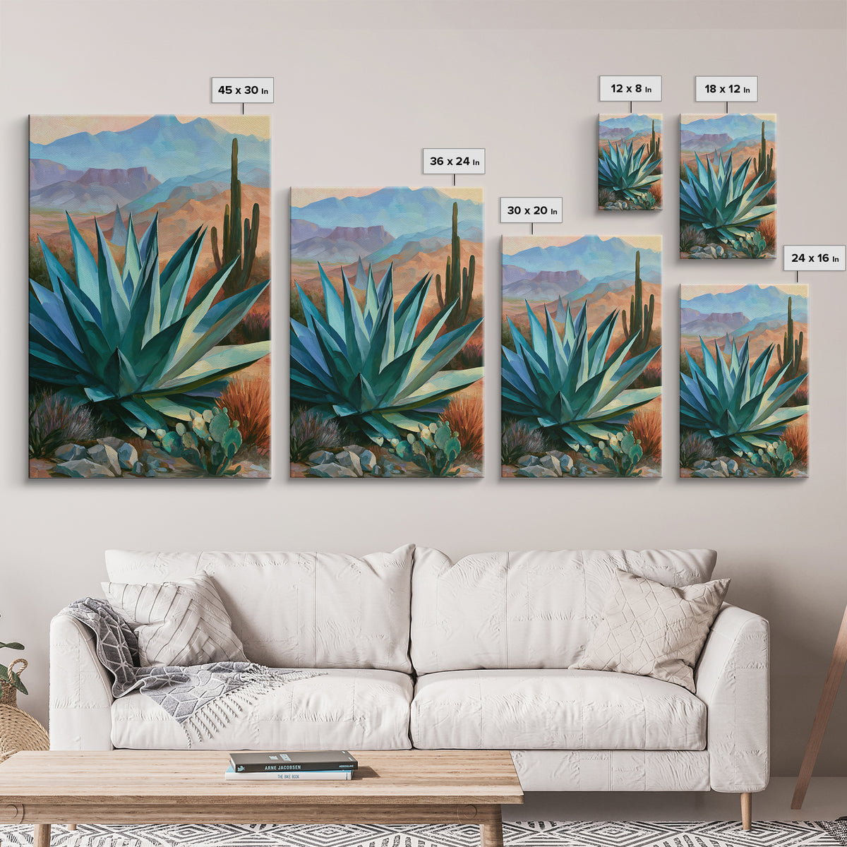 Agave Plant Closeup Framed Canvas Print, Desert Art, Art Print, Southwestern Decor, Fine Art, Desert, Original Painting, DES-2x3-8