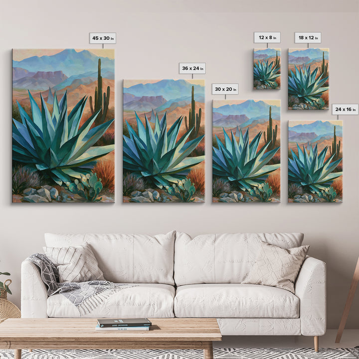 Agave Plant Closeup Framed Canvas Print, Desert Art, Art Print, Southwestern Decor, Fine Art, Desert, Original Painting, DES-2x3-8