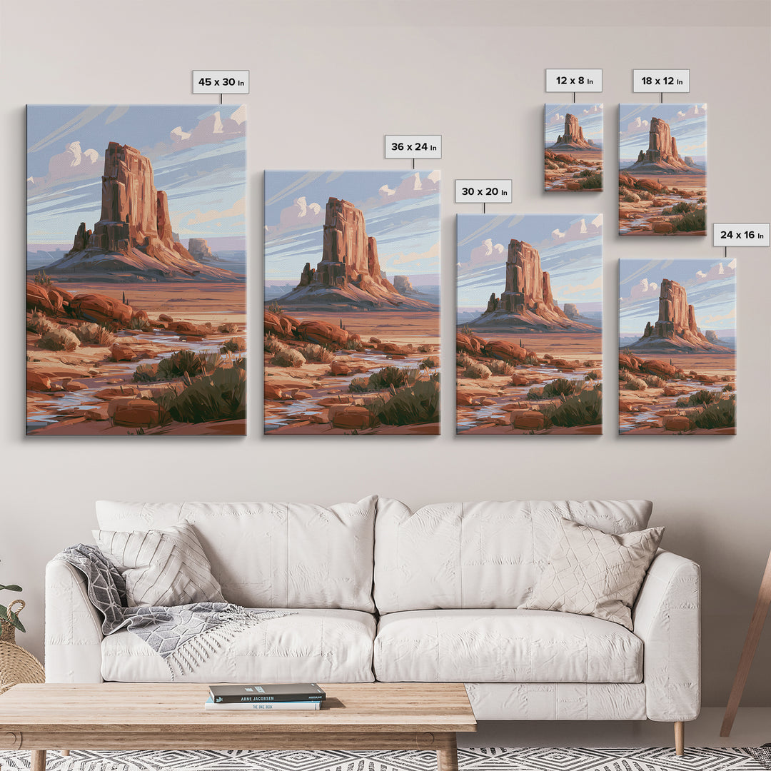 Abstract Mesa Landscape Framed Canvas Print, Desert Art, Art Print, Southwestern Decor, Fine Art, Desert, Original Painting, DES-2x3-83